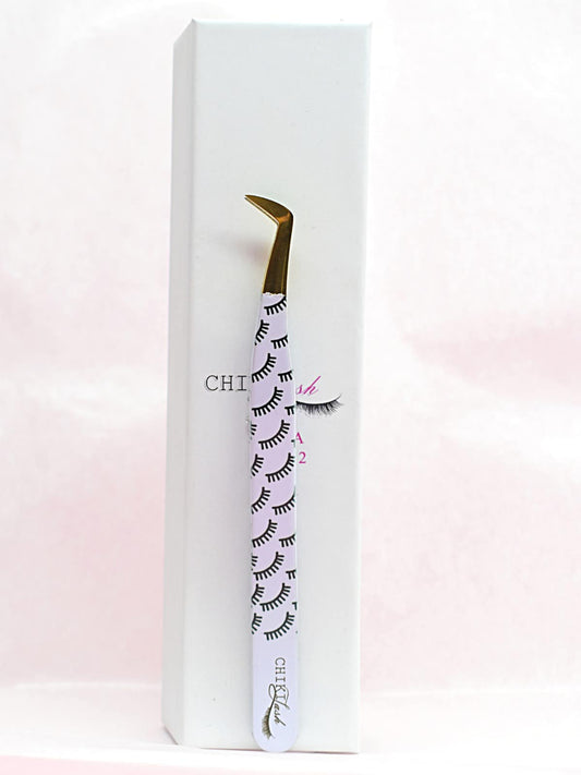 PINZA PARA VOLUMEN CHIKI LASH CON NANO ✨💗WHITE WITH EYELASHES ✨💗